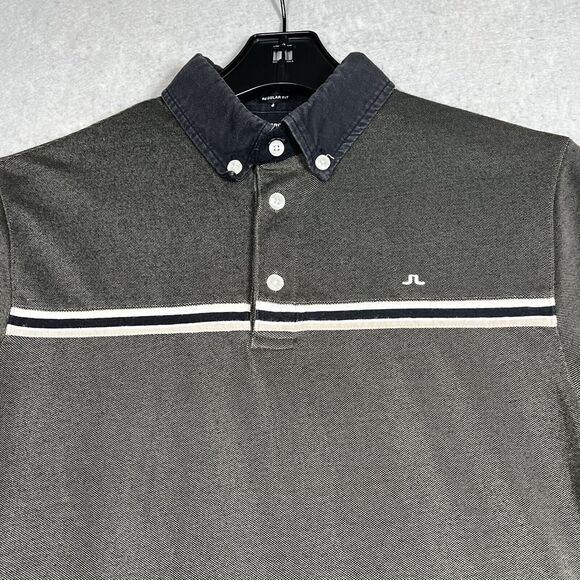 J Lindeberg Polo Golf Shirt Mens Size Small Gray Short Sleeve Collared Logo - Picture 2 of 12